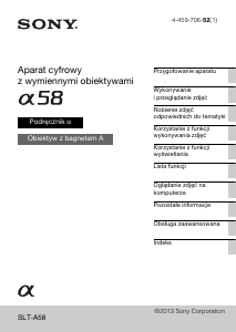 Instrukcja Sony Alpha SLT-A58M Aparat cyfrowy