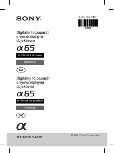 Manuál Sony Alpha SLT-A65Y Digitální fotoaparát
