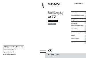 Manuál Sony Alpha SLT-A77VL Digitální fotoaparát