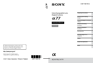 Manual Sony Alpha SLT-A77VQ Digital Camera