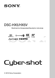 Vadovas Sony Cyber-shot DSC-HX5V Skaitmeninis fotoaparatas