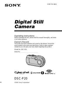 Manual Sony Cyber-shot DSC-P20 Digital Camera