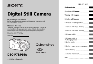 Manual Sony Cyber-shot DSC-P93A Digital Camera