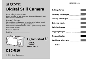 Manual Sony Cyber-shot DSC-U10 Digital Camera