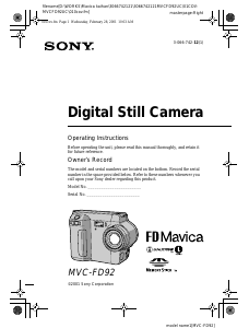 Manual Sony MVC-FD92 Digital Camera