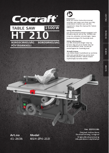 Handleiding Cocraft HT 210 Tafelzaag