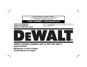 Manual DeWalt D28066N Angle Grinder