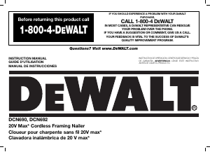 Manual de uso DeWalt DCN692B Clavadora