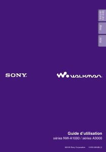 Mode d’emploi Sony NW-A3000 Walkman Lecteur Mp3