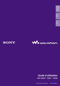 Mode d’emploi Sony NW-A608 Walkman Lecteur Mp3