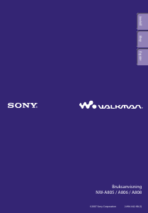 Bruksanvisning Sony NW-A808 Walkman Mp3 spelare
