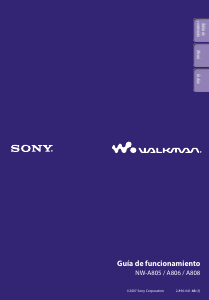 Manual de uso Sony NW-A808 Walkman Reproductor de Mp3