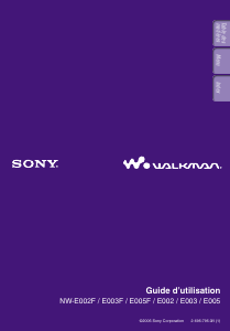 Mode d’emploi Sony NW-E002F Walkman Lecteur Mp3
