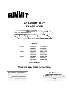 Manual Summit H30BCVADA Cooker Hood