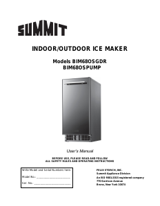 Manual Summit BIM68OSPUMPIF Ice Cube Maker