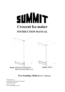 Manual Summit BIM271OS Ice Cube Maker