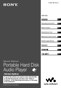 说明书 索尼 NW-HD3 Walkman Mp3 播放器