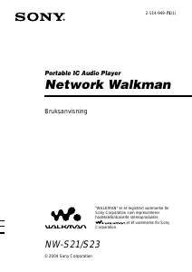 Bruksanvisning Sony NW-S21 Walkman MP3-spiller