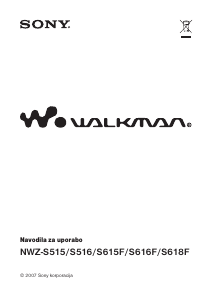 Priročnik Sony NWZ-S516 Walkman Predvajalnik MP3