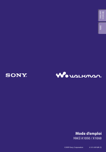 Mode d’emploi Sony NWZ-X1060 Walkman Lecteur Mp3