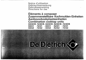 Handleiding De Dietrich 1241 Kookplaat