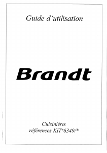 Mode d’emploi Brandt KITB63492 Cuisinière