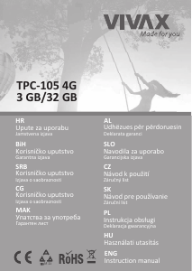 Használati útmutató Vivax TPC-105 4G Táblagép