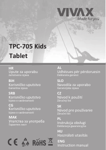 Használati útmutató Vivax TPC-705 Kids Táblagép