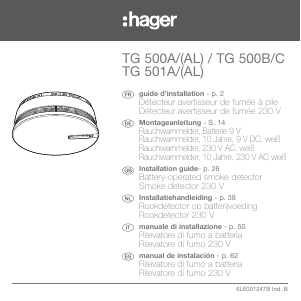 Manual de uso Hager TG 500C Detector de humo