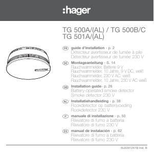 Manual de uso Hager TG 500AL Detector de humo