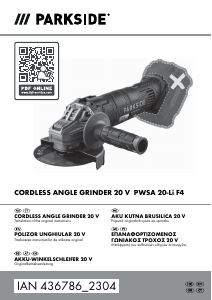 Manual Parkside IAN 436786 Angle Grinder