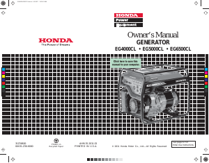 Handleiding Honda EG4000CL Generator