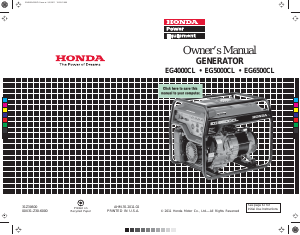 Manual Honda EG5000CL Generator