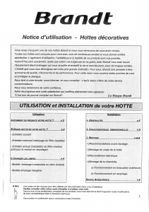 Mode d’emploi Brandt AFLG6X1E Hotte aspirante