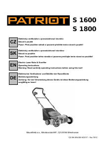 Manuál Patriot S 1800 Vertikutátor