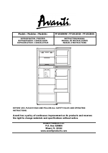 Manual Avanti FF1011D1B Fridge-Freezer