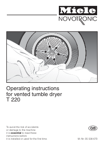 Manual Miele T 220 Dryer