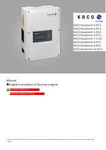 Manual KACO blueplanet 5.0 TL3 Grid-tie Inverter