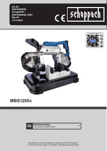 Bedienungsanleitung Scheppach MBS1200x Bandsäge