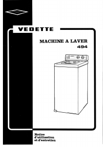 Mode d’emploi Vedette 494SUPER Lave-linge