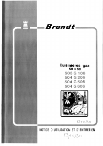 Mode d’emploi Brandt 503G106 Cuisinière