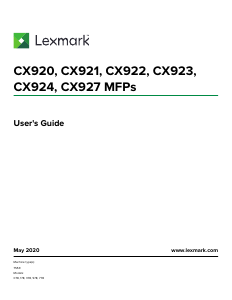 Manual Lexmark CX927 Multifunctional Printer