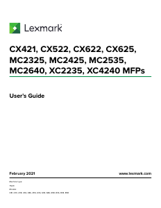 Manual Lexmark CX625adhe Multifunctional Printer