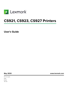 Manual Lexmark CS921de Multifunctional Printer