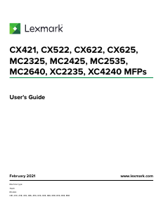 Manual Lexmark CX622ade Multifunctional Printer