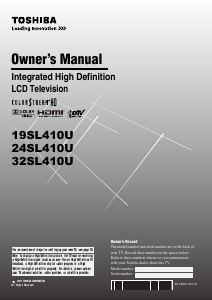 Manual Toshiba 19SL410U LCD Television