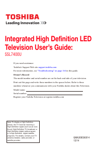 Manual Toshiba 55L7400U LED Television