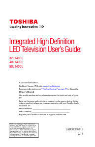 Manual Toshiba 32L1400U LED Television