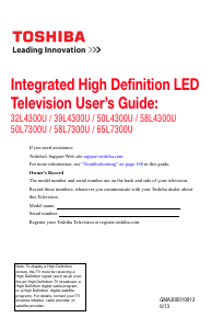 Manual Toshiba 58L4300U LED Television