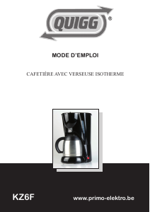 Mode d’emploi Quigg KZ6F Cafetière